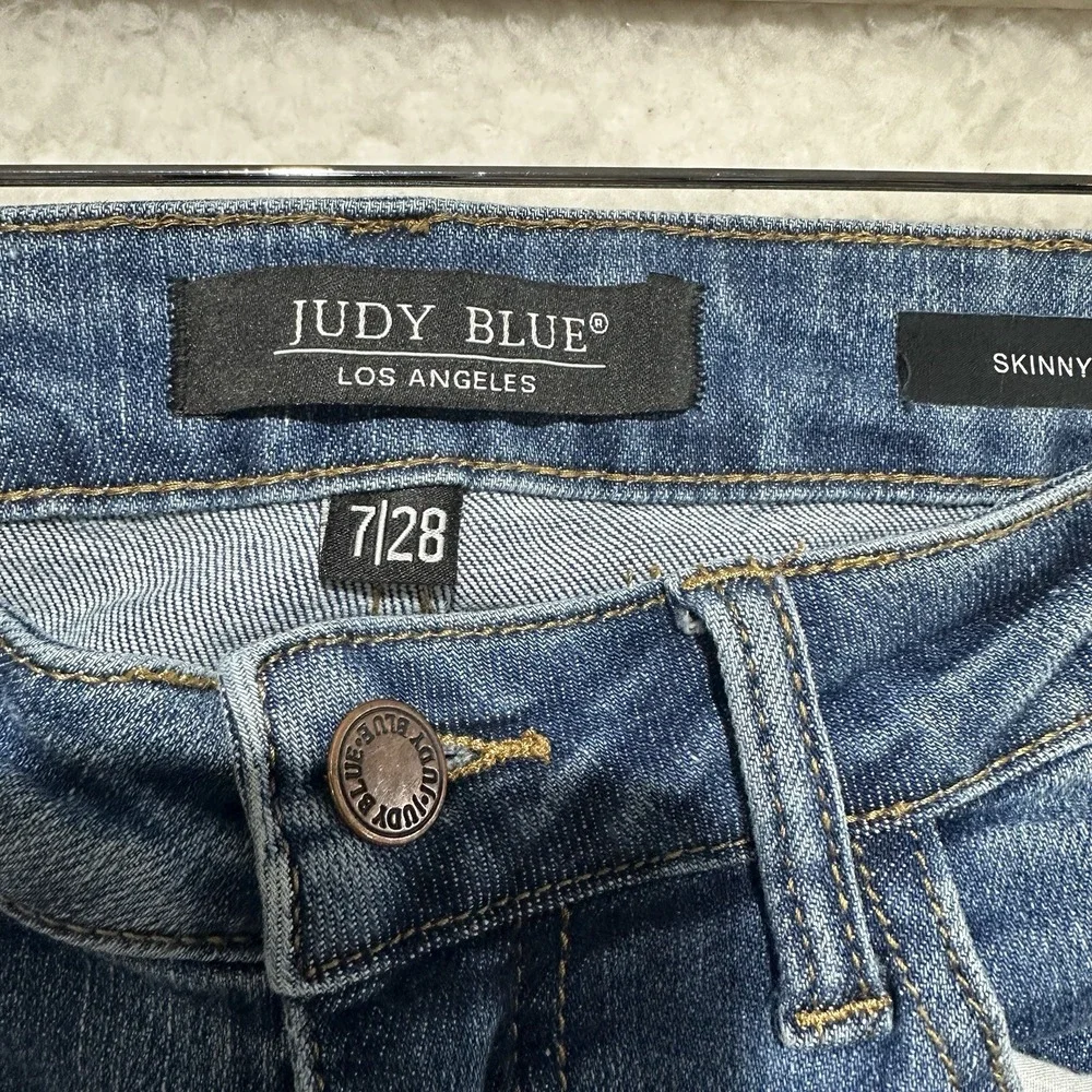Judy Blue Lemon Patch High‎ Waist Skinny Jeans Women's Medium Blue Size 7/28